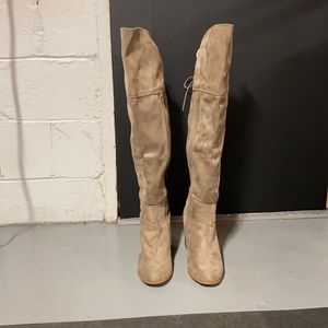 Tan suede over the knee boots